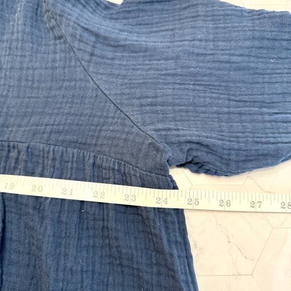 Soft Surroundings Cotton Gauze Peasant Blouse Sz L Blue Boho Tunic Top EUC - Picture 4 of 8